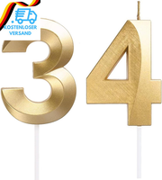 Geburtstagskerzen Zahlen 34/43, Gold Geburtstag Kerzen, ZahlenföRmige Kerze, 3D