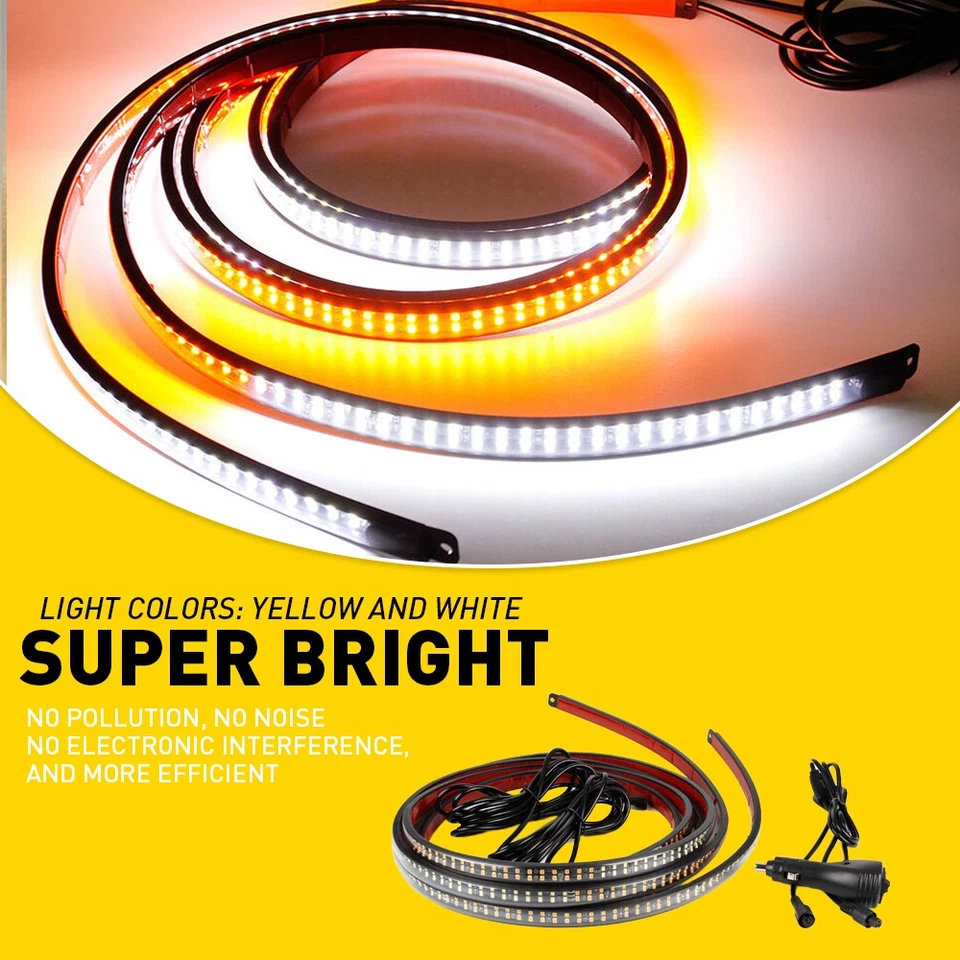 2pcs 70" Running Board Step Strips LED Flash Bar Strobe Lights White Amber - Image 3 of 4