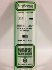 Evergreen Scale Models Styrene Strip .015 x .080 (10 pcs)