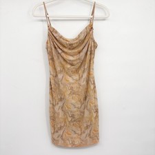 Forever 21 Womens Marble Swirl Cowl Neck Y2K Bodycon Mesh Mini HOCO Dress Size S