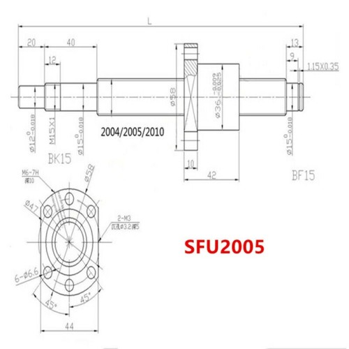 Tornillo de bola y tuerca de bola de una sola máquina SFU1605/1204/2005/2505 L300 MM para CNC - Imagen 10 de 16