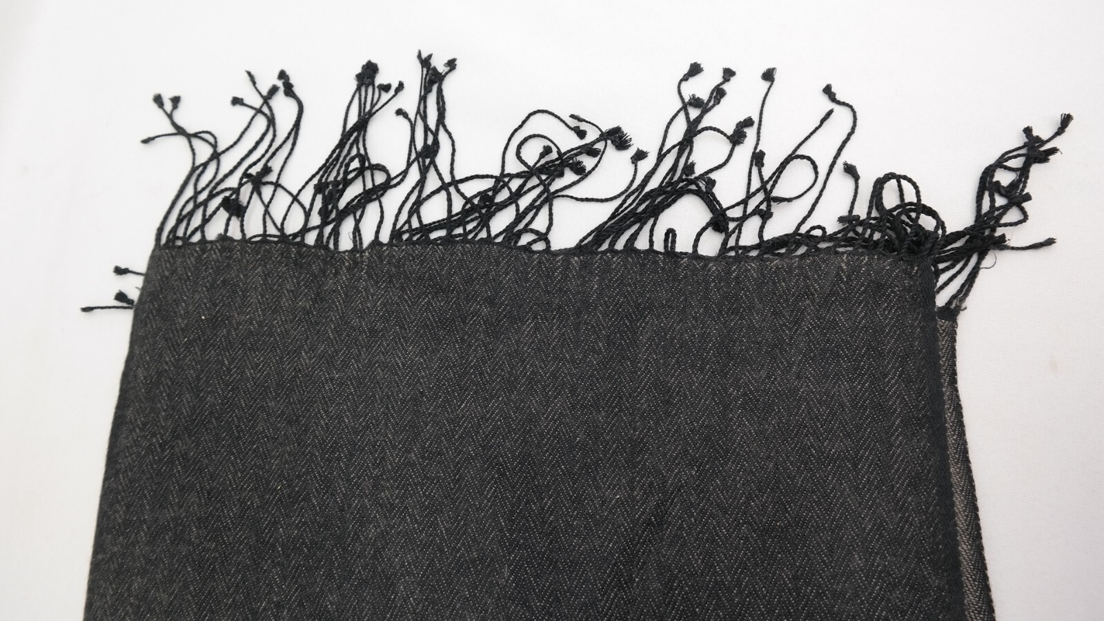 Fringed Tasseled Rectangular Scarf Wrap Black & G… - image 3