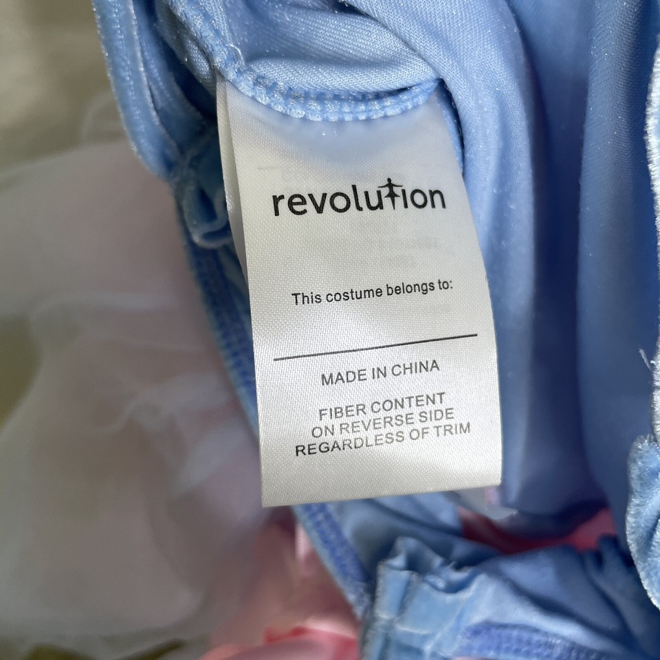 Revolution Costume Dress Girls Small Blue Pink Sequin Floral Satin