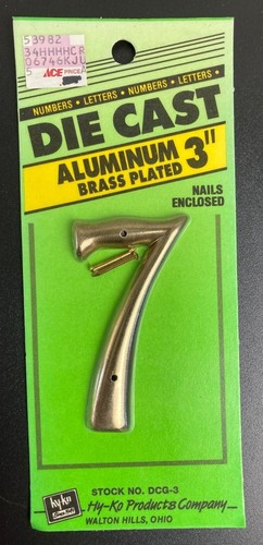 NIP, Hy-Ko, Die-Cast, 3" Aluminum Brass Plated Numbers - Picture 15 of 20