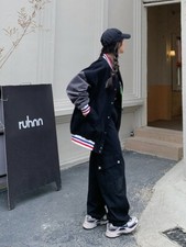 Black wide leg high waist cargo pants