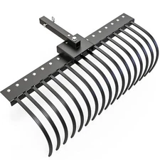 17 Pine Straw Rake with 2" Receiver for Lawn Tractors ATVs / UTVs Heavy Steel