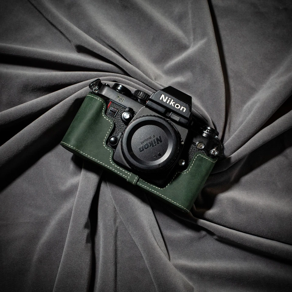 For Nikon F3 Case Real Genuine Leather Half Camera Case Bag Cover - Image 3 of 4