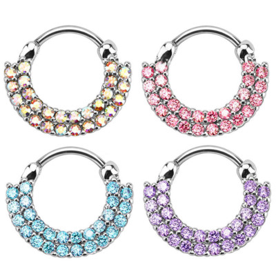 New 316L Surgical Steel Nose Ring Septum Ring Clicker Body Piercing Jewelry 16g