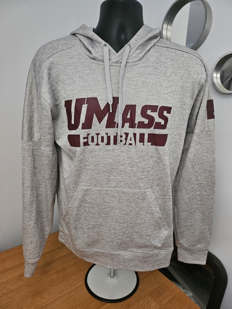 adidas UMass Minutemen Football Gray Hoodie Sweatshirt Mens Small NCAA