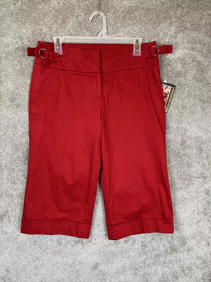 Dalia Collection Capris Shorts Womens 8 Petite Red Knee Length Pockets NEW-  4302