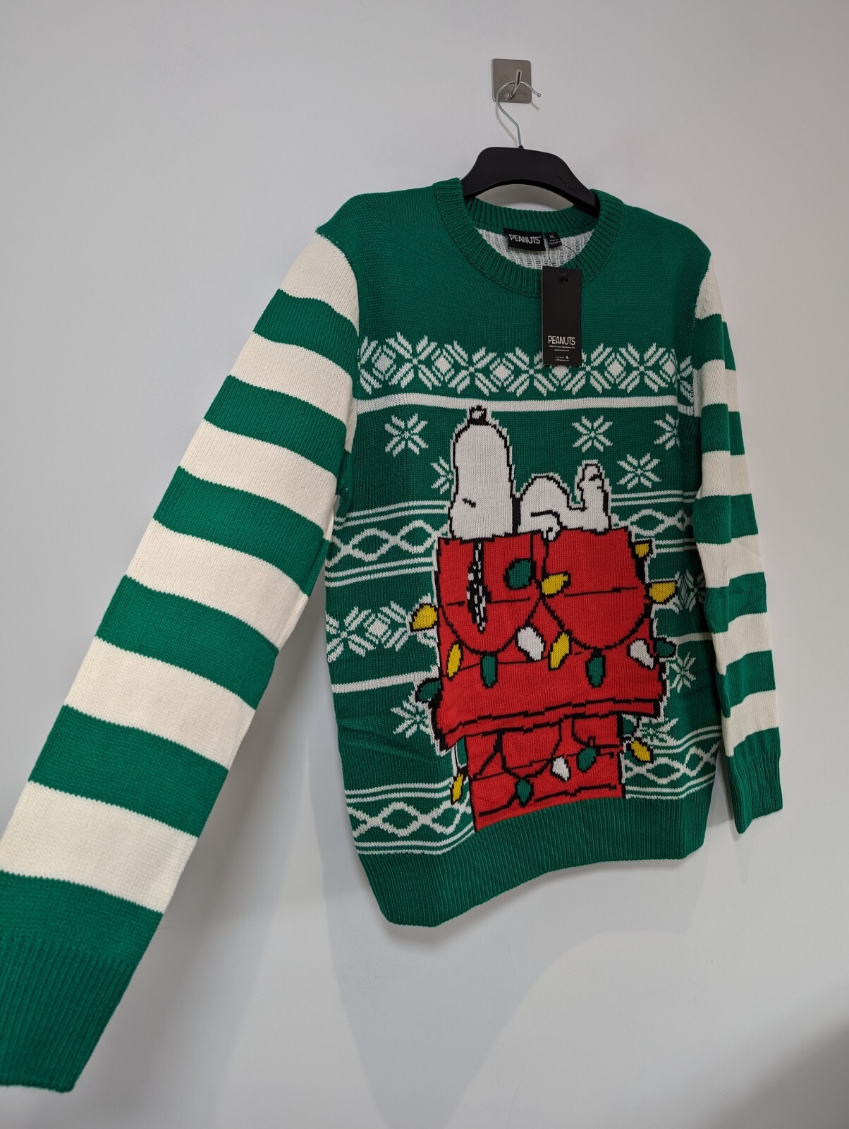 Peanuts Snoopy Christmas Jumper Novelty Ugly Xmas Jumper Sweater Green