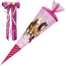 Nestler Schultüte Pferdefreunde 85 cm mit Schleife Einschulung Schulanfang Shop