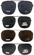 Clip On Sunglasses - Large Frame Glasses- Rectangle - Lens Options -USA Stock