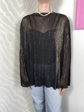 ROSETTA GETTY 18SS Cut and Sewn Lamé Thread Pleated S Glitter Blouse Shirt USA