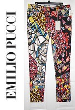 EMILIO PUCCI mosaico print 30"inseam skinny jeans pants sz US 12 L /EU 48  690