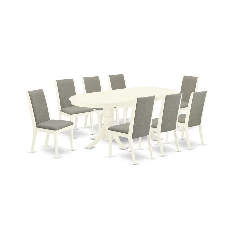  p strong EAST WEST FURNITURE 9-PIECE OVAL DINING SET - LINEN - Image 2 of 4