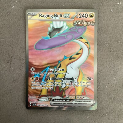 #ad NM Pokemon Temporal Forces Raging Bolt EX Ultra Rare Full Art 196 #196 162 $3.70