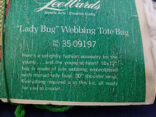 Borsa tote RETRO LADY BUG kit ricamo Lee Wards punto filato artigianale fibbia borsa - Foto 7 di 8