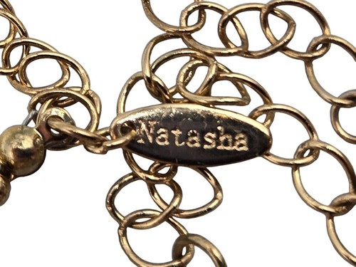 Natasha Necklace Gold Tone W/ Clear Crystals Large Bib Collar Statement Cocktail - Picture 7 of 7