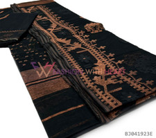Exclusive Original Handloom Jamdani Saree Black With Multicolor Design