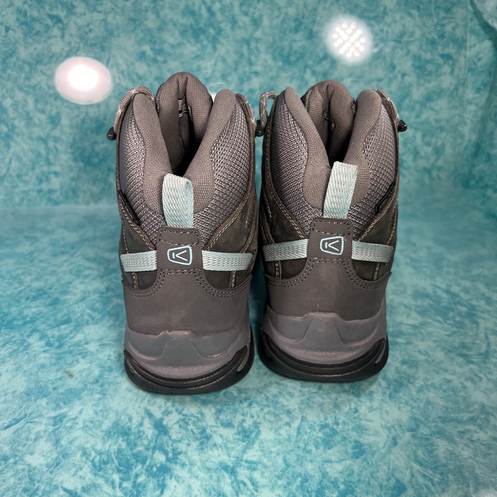 Stivali da trekking Keen Circadia donna alti grigio blu pelle impermeabili