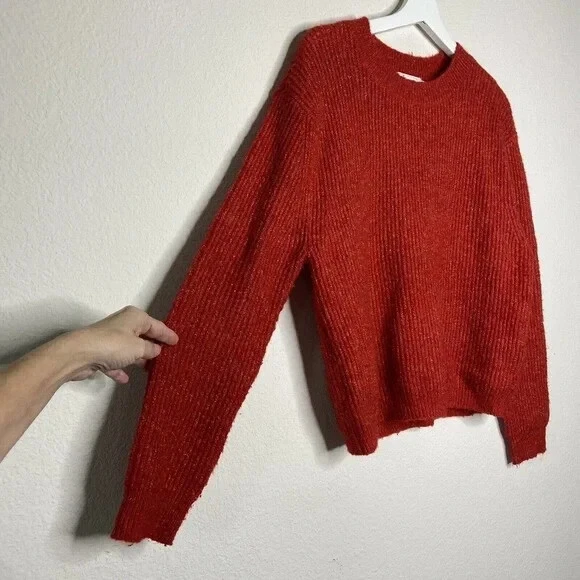 BP. Red Marled Ribbed Metallic Gold Fleck Sweater S - Image 4 of 4