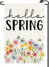 Hello Spring Floral Garden Flag 12X18 Inch Vertical Double Sided Seasonal Spring
