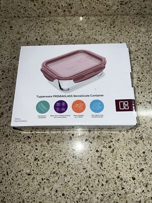 New Tupperware Premiaglass 1L Glass Container Freezer Oven Microwave Safe
