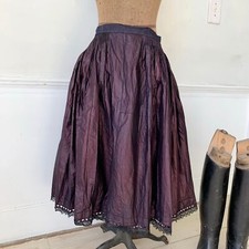 Indigo blue dyed Antique French chintz skirt with bees waz coating , petticoat