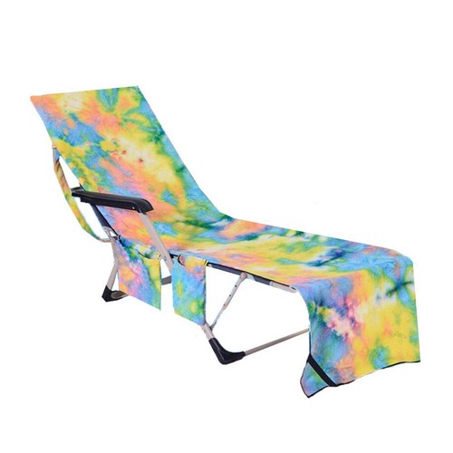 Beach Chair Cover Pool Lounge Chaise Towel Sun Lounger Cover w/Storage Pockets - Picture 8 of 24