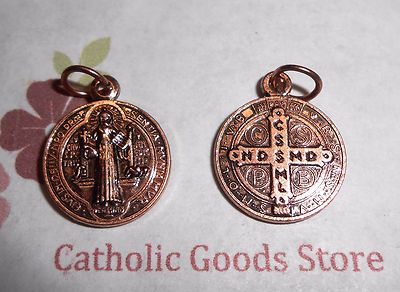 SAN BENITO Medalla -St. Saint Benedict Cross - .625 Ant Copper - Made in Italy