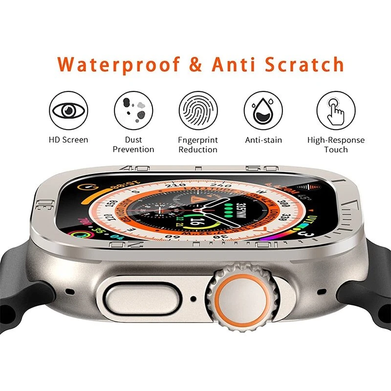 Metal Frame Bezel Tempered Glass Screen Protector Film r Apple Watch Ultra2 49mm - Image 4 of 4