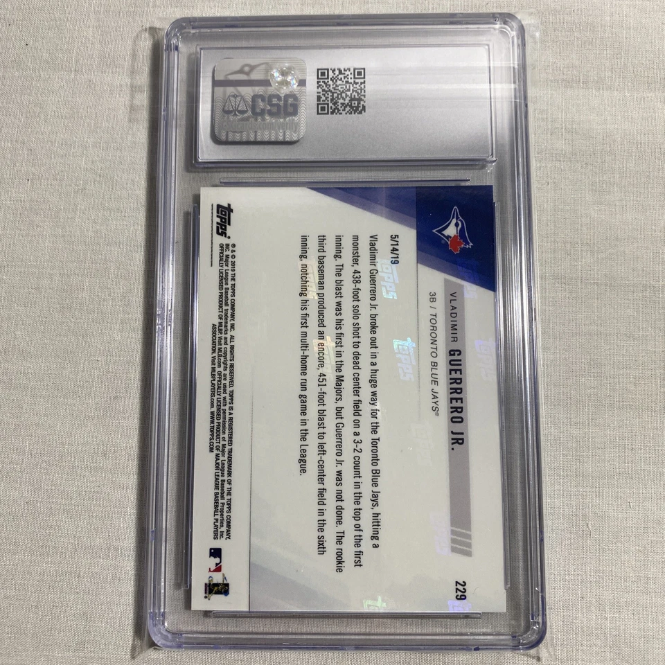 2019 Topps Now Vladimir Guerrero Jr #229 CSG 10 GEM MT Rookie RC Print Run /6770 - Image 2 of 2