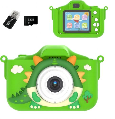 Fotocamera per bambini Saiyuanxing anteriore posteriore doppia fotocamera 1080P 2,0" LCD verde giocattolo ar - Foto 1 di 6