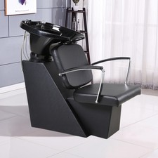 Backwash Salon Barber Hairdresser Hair Washing Chair Unit Mixer Basin Sink Black
