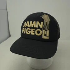 Vintage "DAMN PIGEON" Bird Poop Comical Black Snap Back Trucker Hat Cap OSFA
