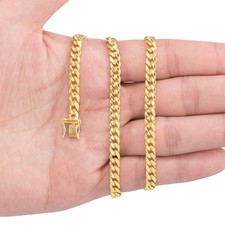 14K Yellow Gold Mens 5.5mm Miami Cuban Link Chain Italian Necklace Box Clasp 20"