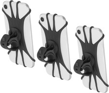 3Pcs Bike Phone Mount, 360 Rotation Silicone Motorcycle Phone -Black