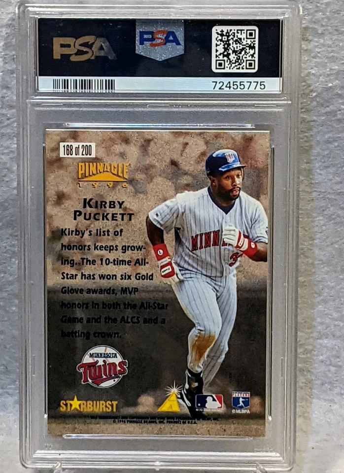 PSA 6 1996 Pinnacle Starburst Insert Kirby Puckett #168 EX-MT Baseball Card MLB — 第 2/2 张图片