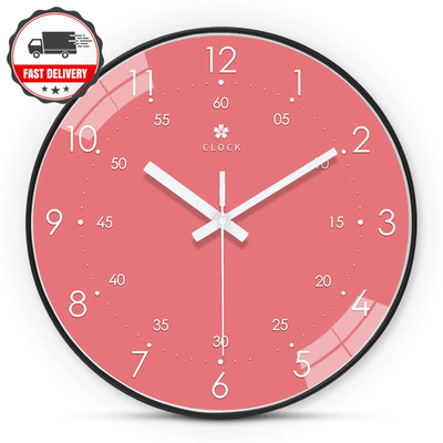 8-16 Zoll süße rosa Wanduhr leise nicht tickend runde Uhr Home Office