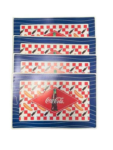 Vintage Coca Cola Reversible 2 Designs Washable Plastic Placemat Set Of 4