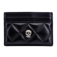 Alexander McQueen Quilted Leather Skull Card Holder Black