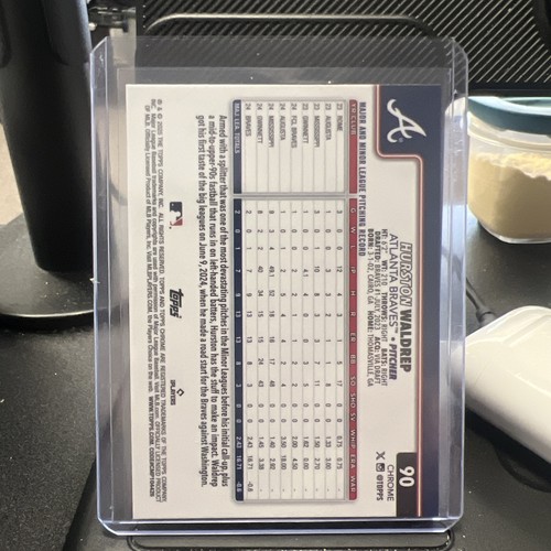 2025 Topps Chrome Hurston Waldrep #90 X-Fractor (RC) Rookie Braves - Imagen 2 de 2