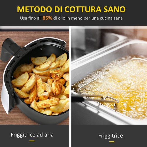HOMCOM Friggitrice ad Aria senz'olio 1300W 2.5L con 7 Menu Preimpostati Bianca - Foto 6 di 10