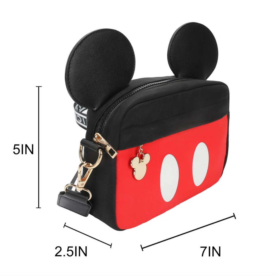 Disney Mickey Mouse Ears and Shorts Black Crossbody Purse with Bag Charm - Image 4 of 4