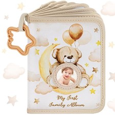 My First Photo Album for Baby Soft Toddlers Family Photo Book with Safe Mirro...