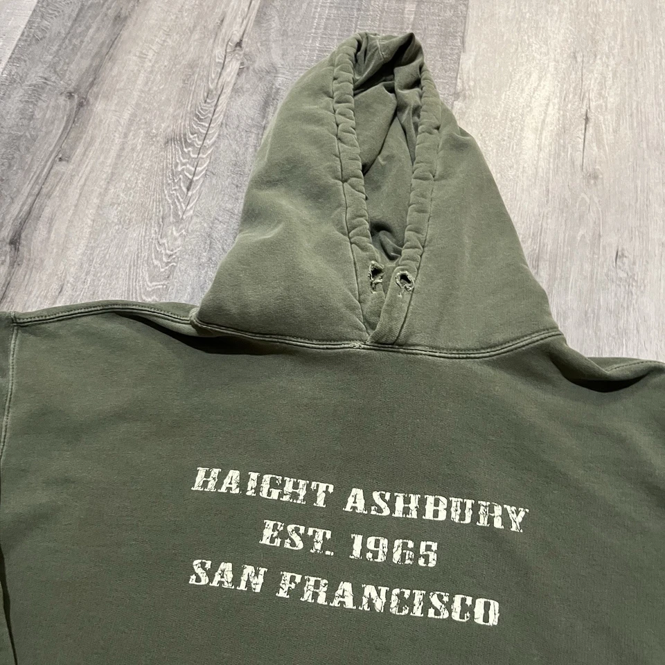 Sudadera con Capucha De Colección Haight Ashbury San Francisco Pigmento Verde Envejecido Grateful Dead Foto 3 de 4