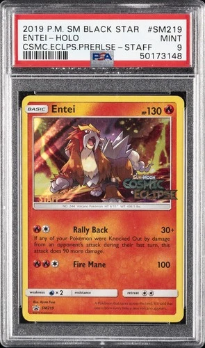 2019 POKEMON SM BLACK STAR PROMO #SM219 ENTEI-HOLO PSA 9