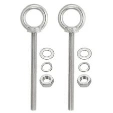 2Pcs M10 x 100mm 304 Stainless Steel Lifting Shoulder Eye Bolt with Nuts Washers