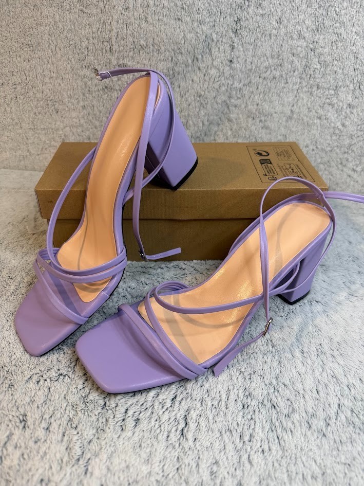 SHEIN Purple Lavender 4 Inch Strappy Heels Size 10.5 Womens NIB